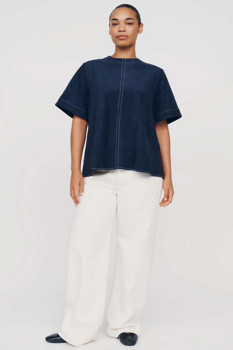 Emmy Faux-Suede Swing Blouse by Maeve