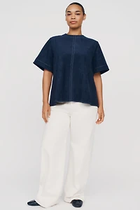 Emmy Faux-Suede Swing Blouse by Maeve