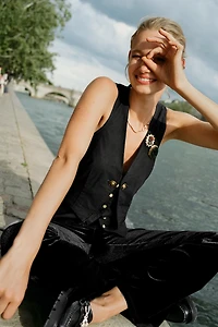 By Anthropologie Sleeveless Layered Plunge Top
