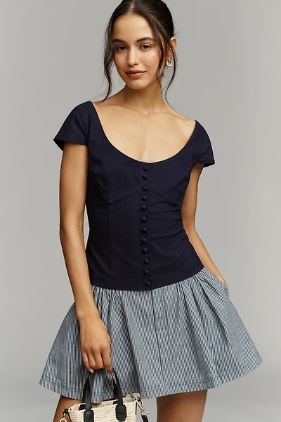 By Anthropologie Scoop-Neck Short-Sleeve Top