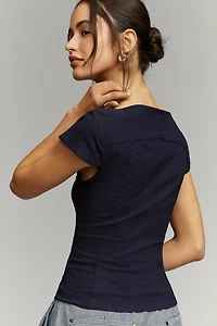 By Anthropologie Scoop-Neck Short-Sleeve Top