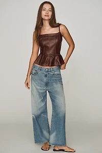 Pilcro Faux-Leather Peplum Tank
