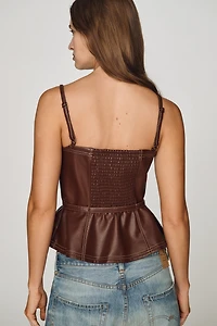 Pilcro Faux-Leather Peplum Tank