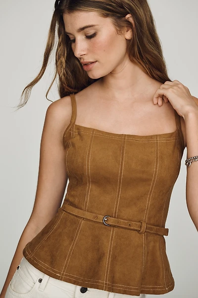 Pilcro Faux Suede Peplum Tank