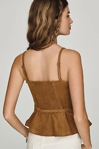 Pilcro Faux Suede Peplum Tank