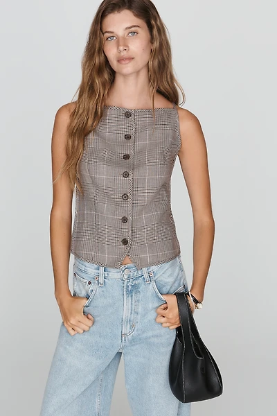 Maeve Sleeveless Structured Button-Front Top