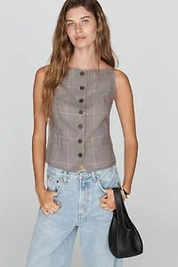 Maeve Sleeveless Structured Button-Front Top