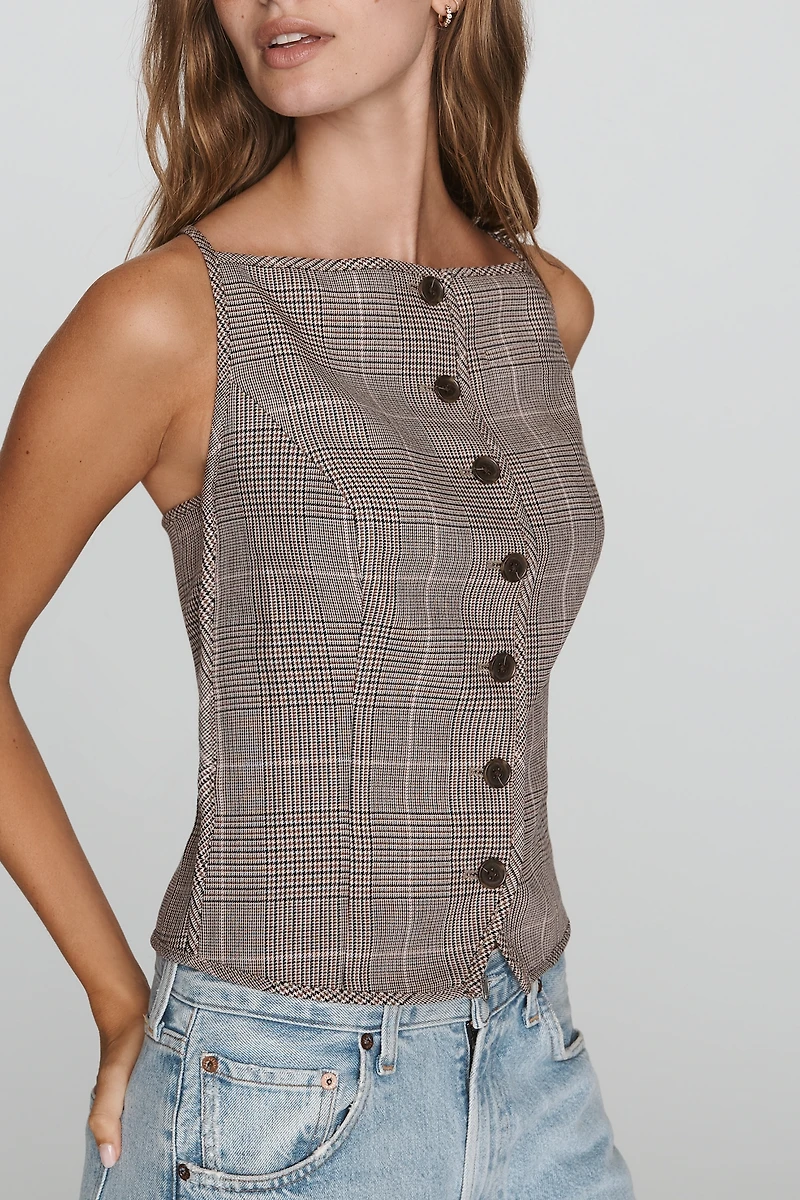 Maeve Sleeveless Structured Button-Front Top