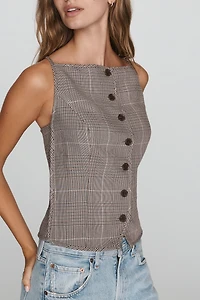 Maeve Sleeveless Structured Button-Front Top