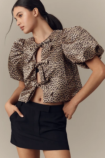 English Factory Puff-Sleeve Bow Blouse