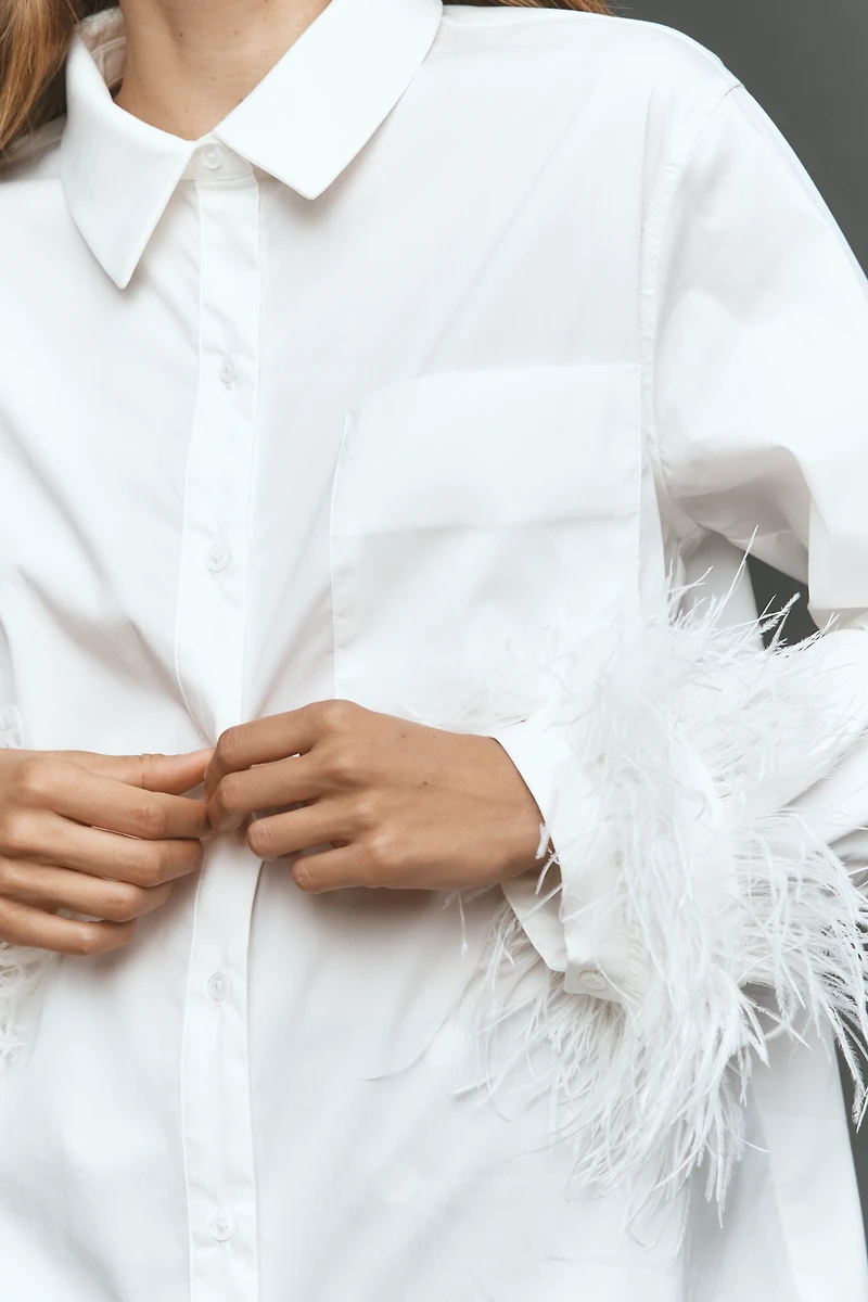 English Factory Faux-Feather Buttondown Shirt