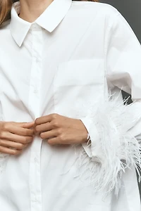 English Factory Faux-Feather Buttondown Shirt