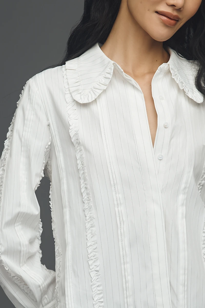 English Factory Pintuck Ruffle Shirt