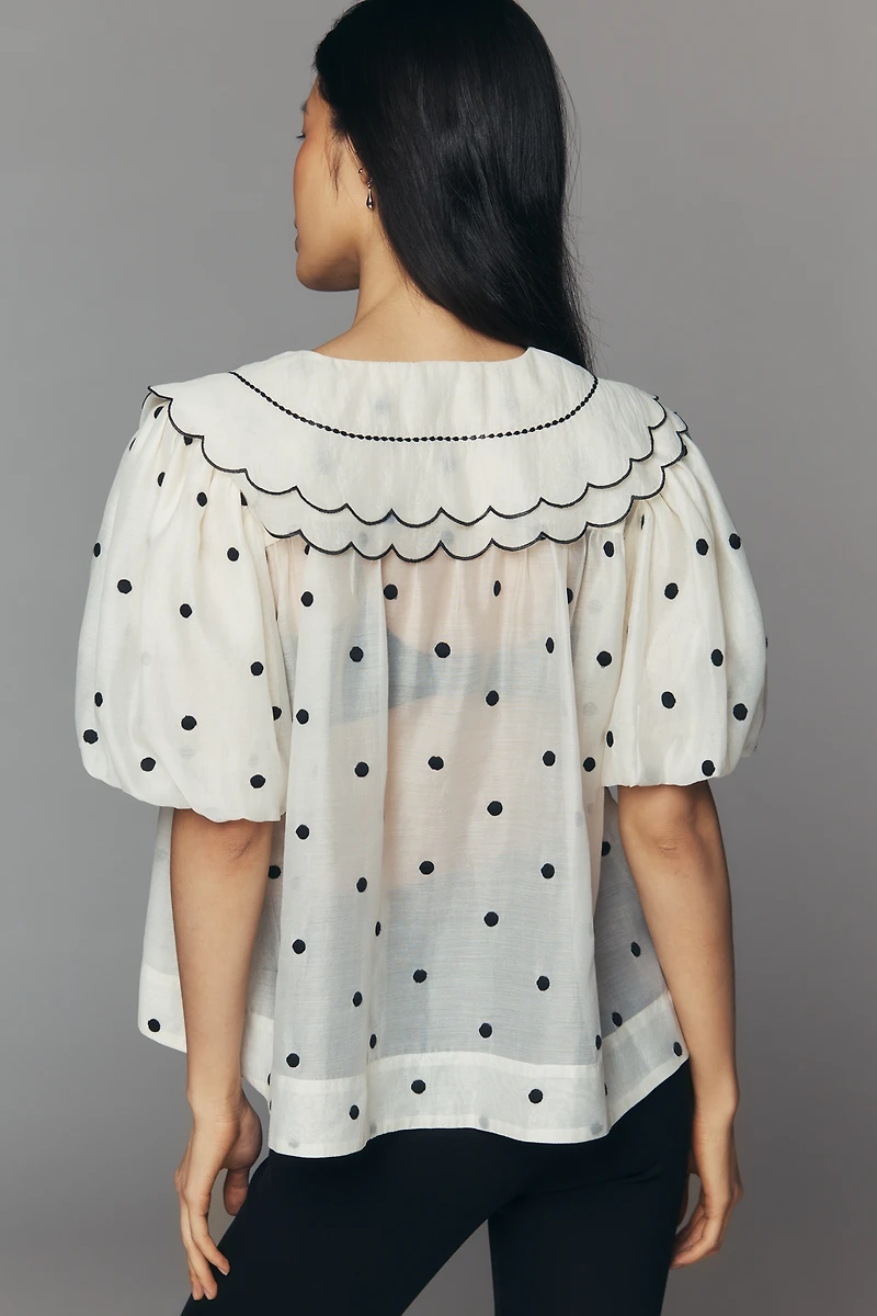 English Factory Scalloped Collar Blouse