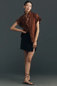 English Factory Linen Ruffle Shirt