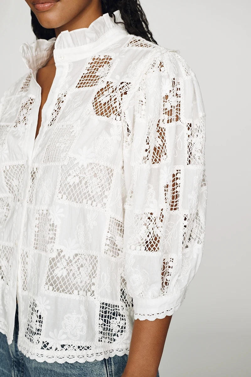 English Factory Cutwork Buttondown Shirt
