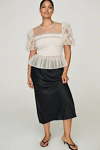 English Factory Puff-Sleeve Sheer Blouse
