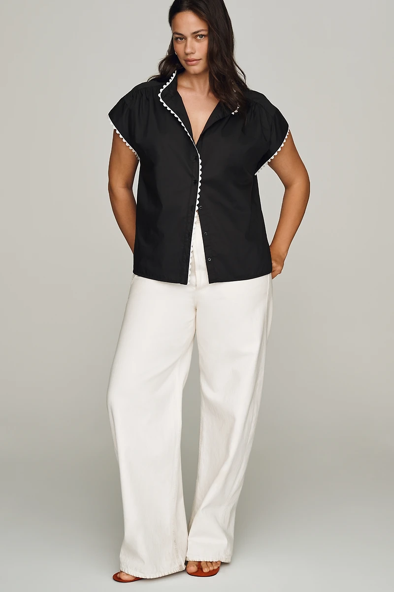 English Factory Scalloped Short-Sleeve Top