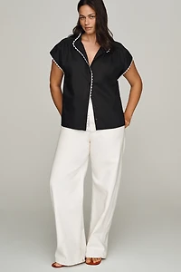 English Factory Scalloped Short-Sleeve Top