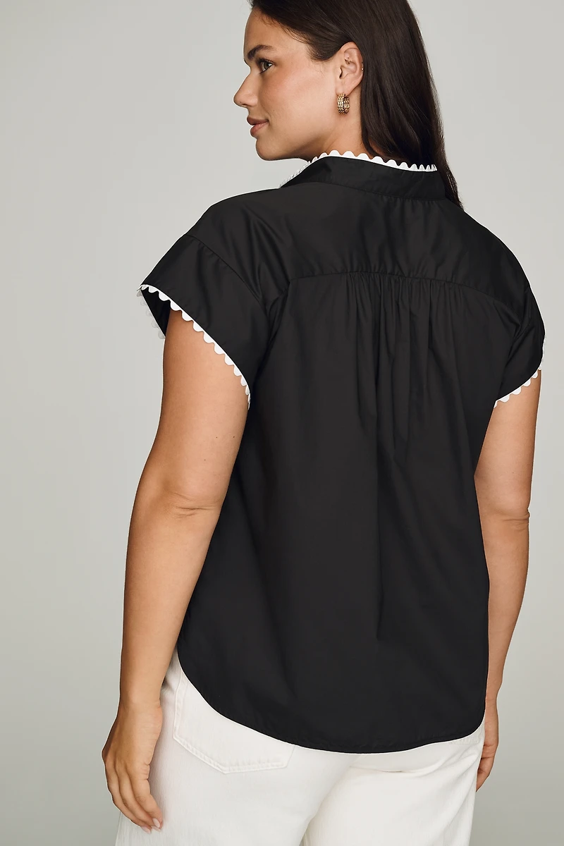 English Factory Scalloped Short-Sleeve Top