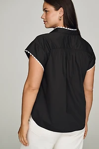 English Factory Scalloped Short-Sleeve Top