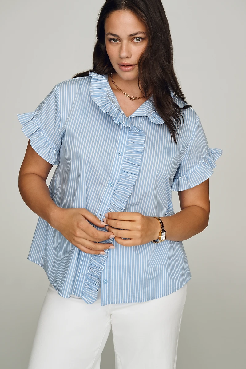 English Factory Ruffled Buttondown Shirt