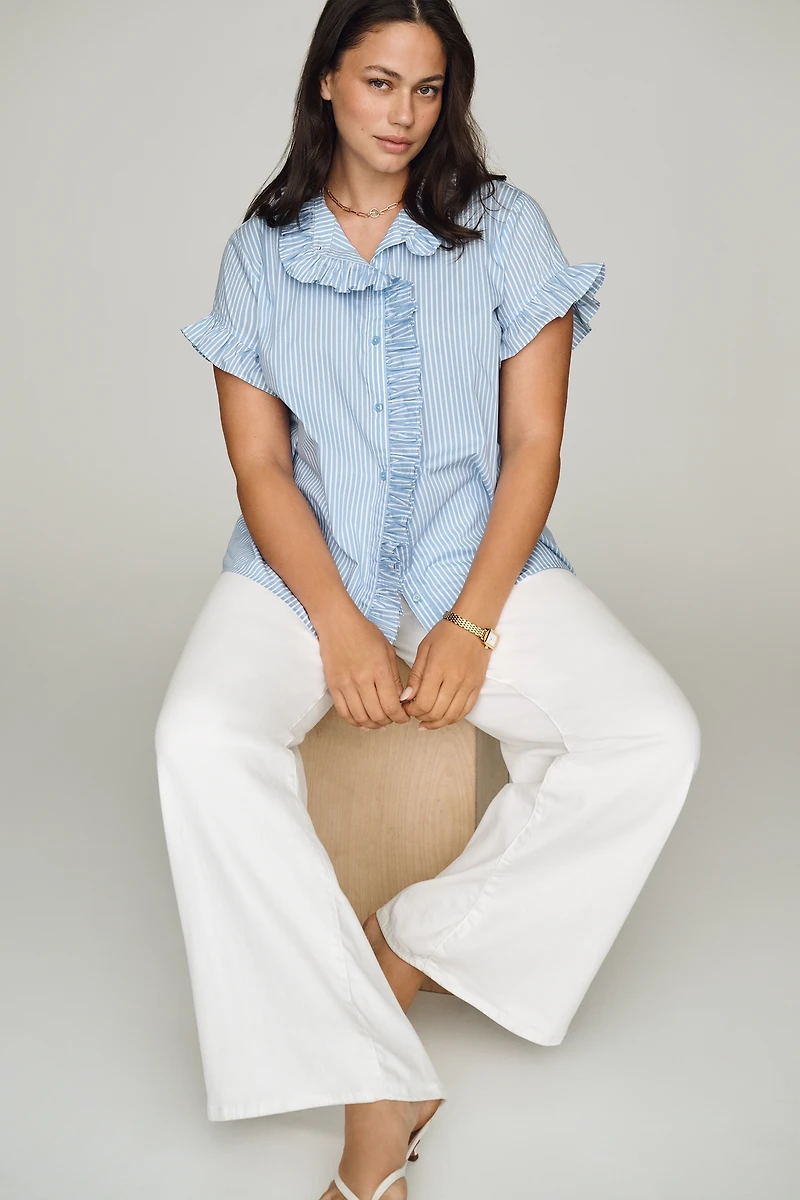 English Factory Ruffled Buttondown Shirt