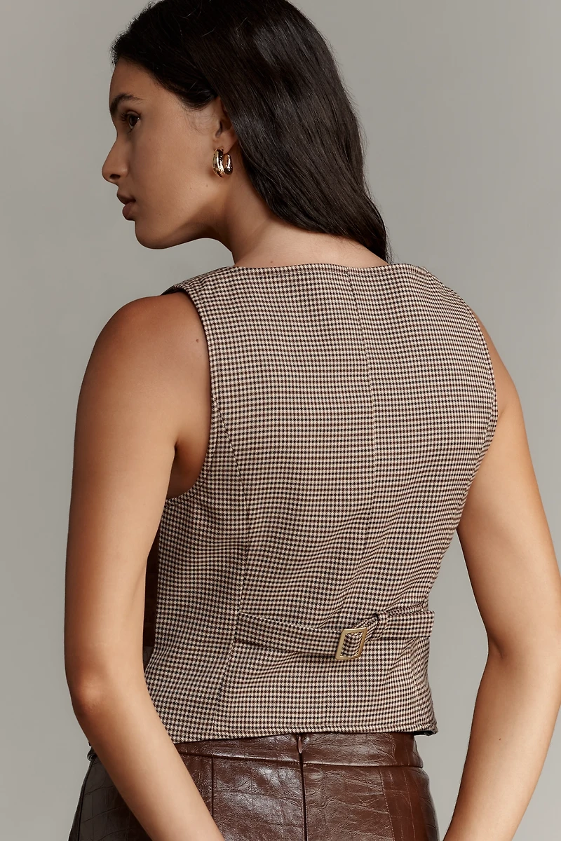 Avec Les Filles Faux-Leather Buckle-Front Vest