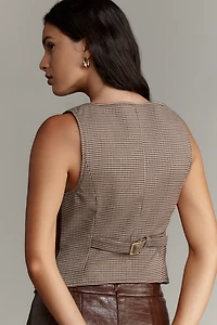 Avec Les Filles Faux-Leather Buckle-Front Vest