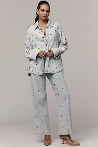 Avec Les Filles Embellished Buttondown Shirt