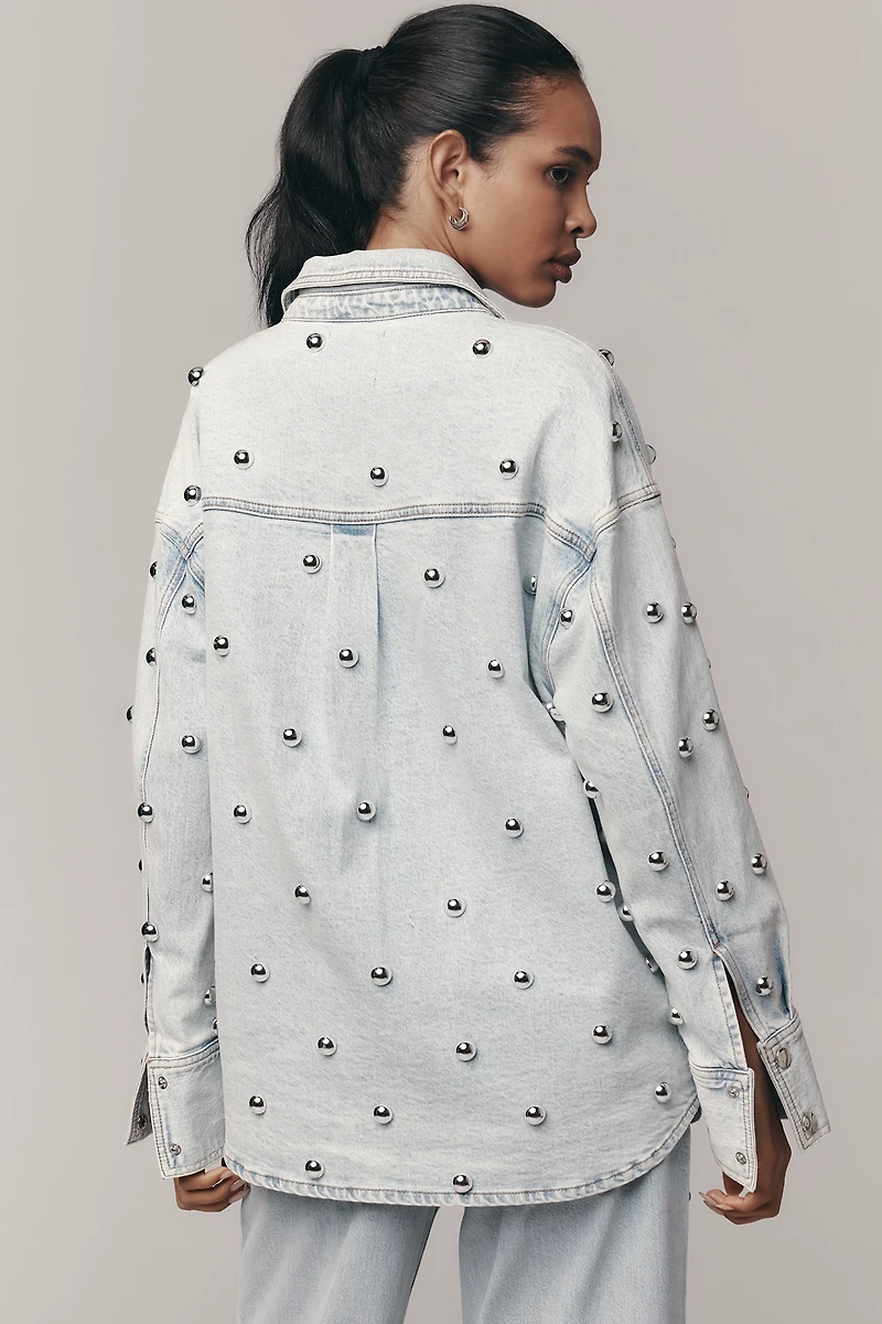 Avec Les Filles Embellished Buttondown Shirt