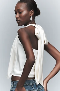 Avec Les Filles Sleeveless V-Neck Halter Top