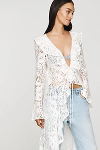 Avec Les Filles Ruffle Lace Longline Top