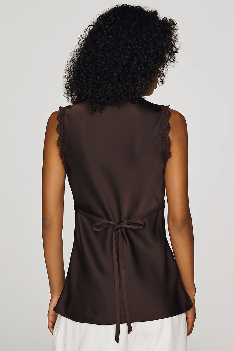 Avec Les Filles Lace Hem Tank