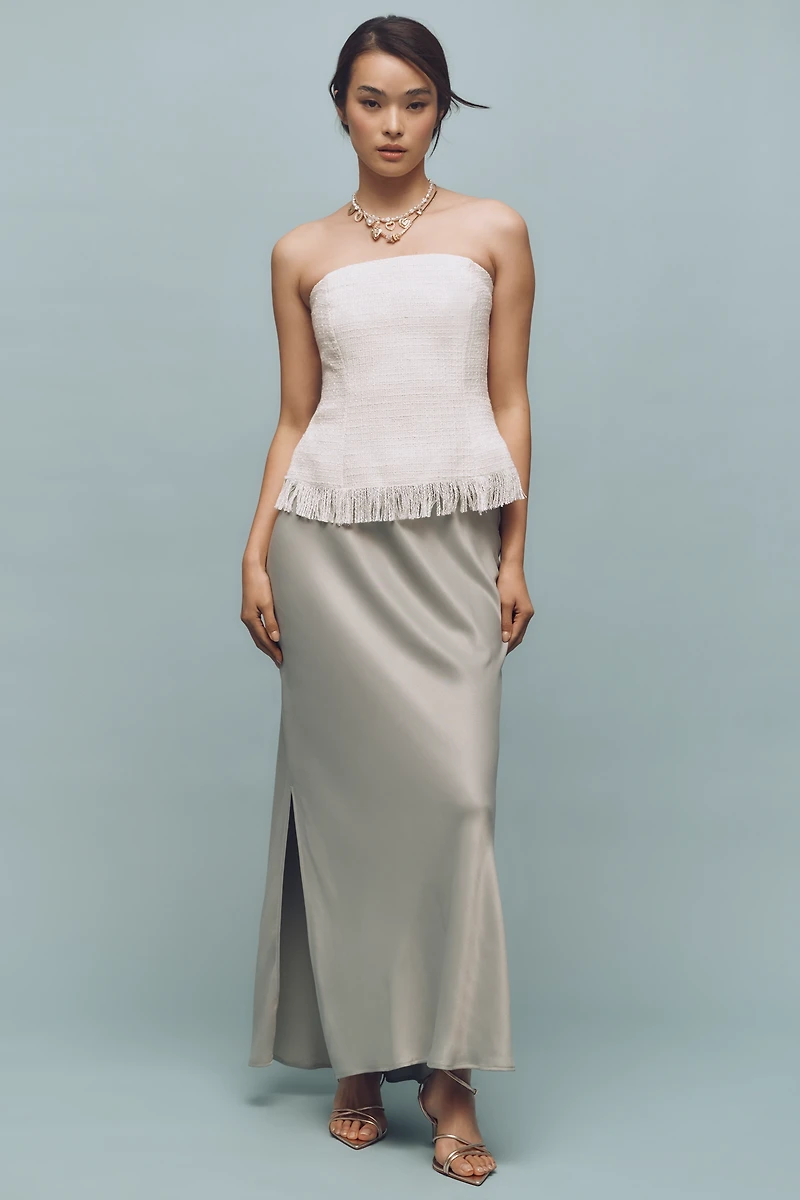 ASTR The Label Lorene Strapless Tweed Top