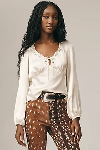 ASTR The Label Roya Silky Eyelet Top