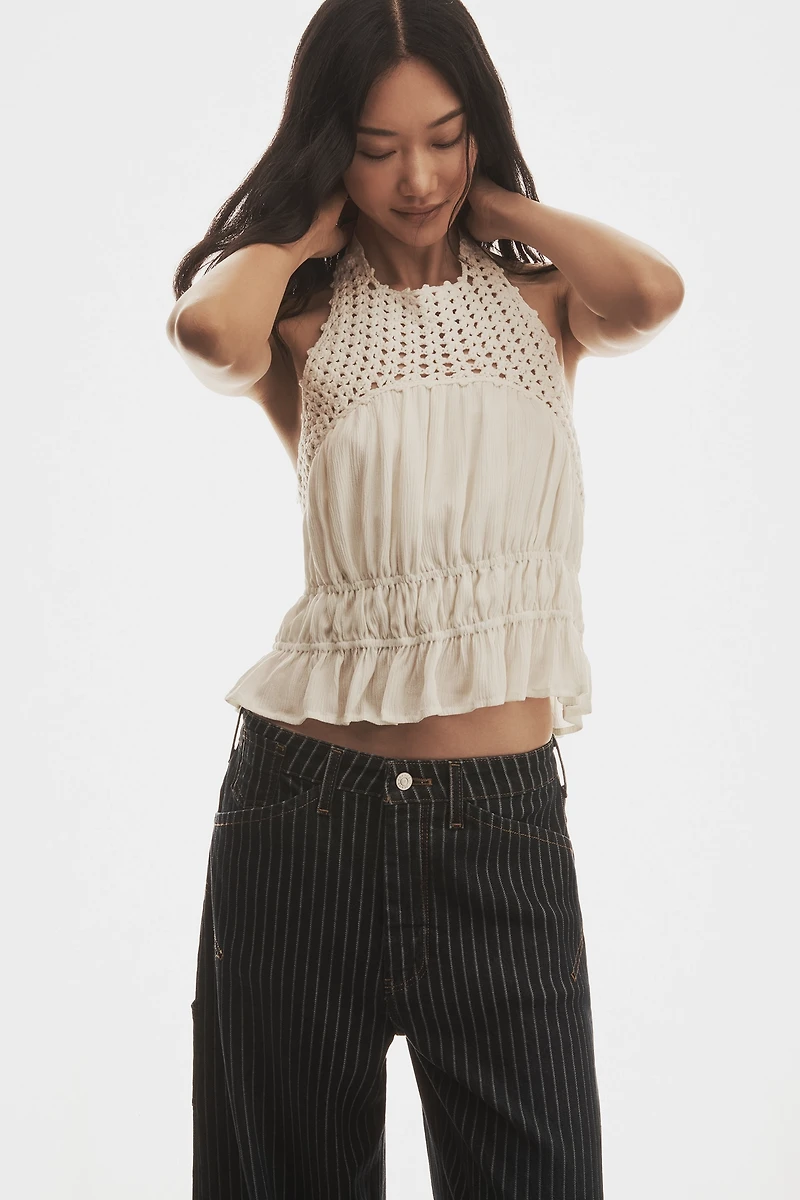 Sarah Hann Ruched Halter Tank Top