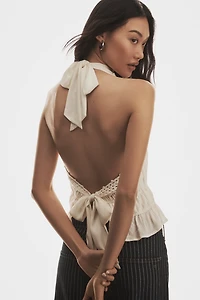 Sarah Hann Ruched Halter Tank Top