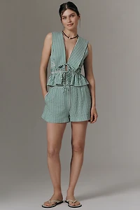 WAYF Tie-Front Seersucker Top