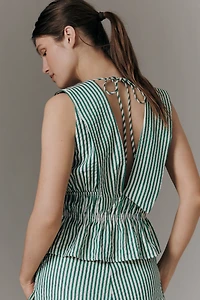 WAYF Tie-Front Seersucker Top