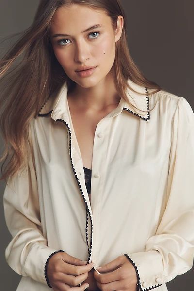 Hutch Kodie Long-Sleeve Silky Buttondown Blouse