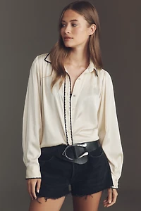 Hutch Kodie Long-Sleeve Silky Buttondown Blouse