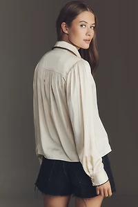 Hutch Kodie Long-Sleeve Silky Buttondown Blouse