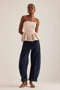 Hutch Strapless Bubble Peplum Top