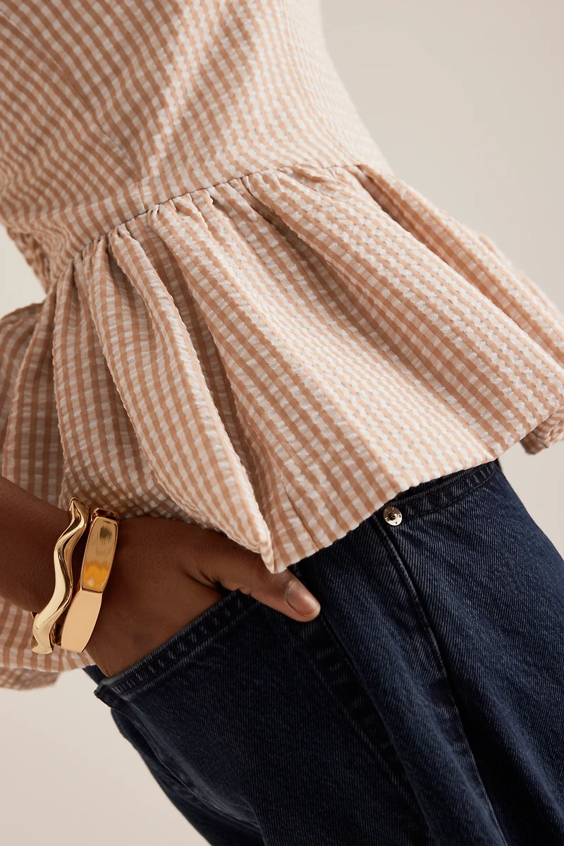 Hutch Strapless Bubble Peplum Top