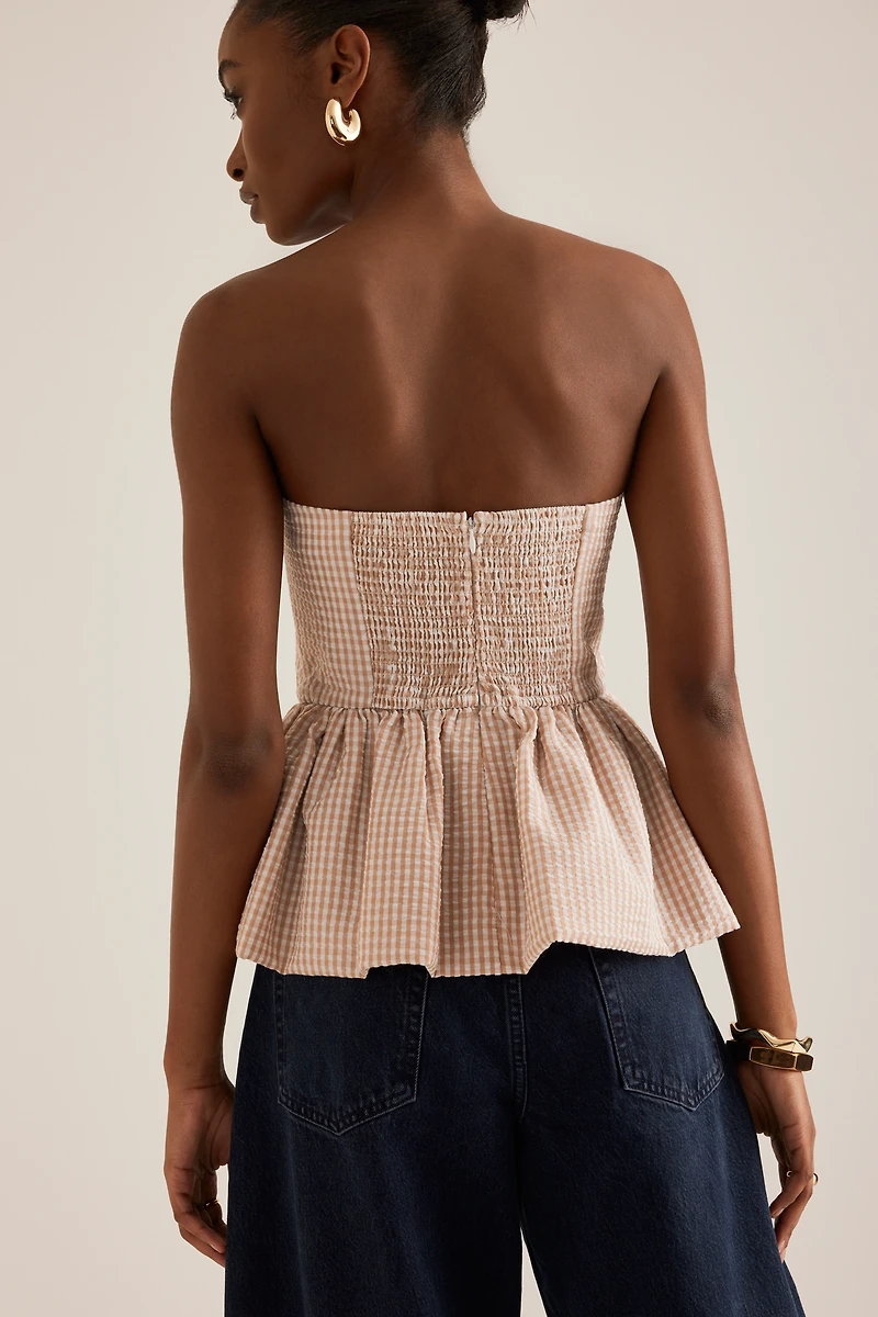 Hutch Strapless Bubble Peplum Top