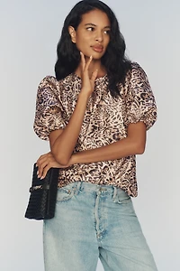 Hutch Puff-Sleeve Printed Blouse