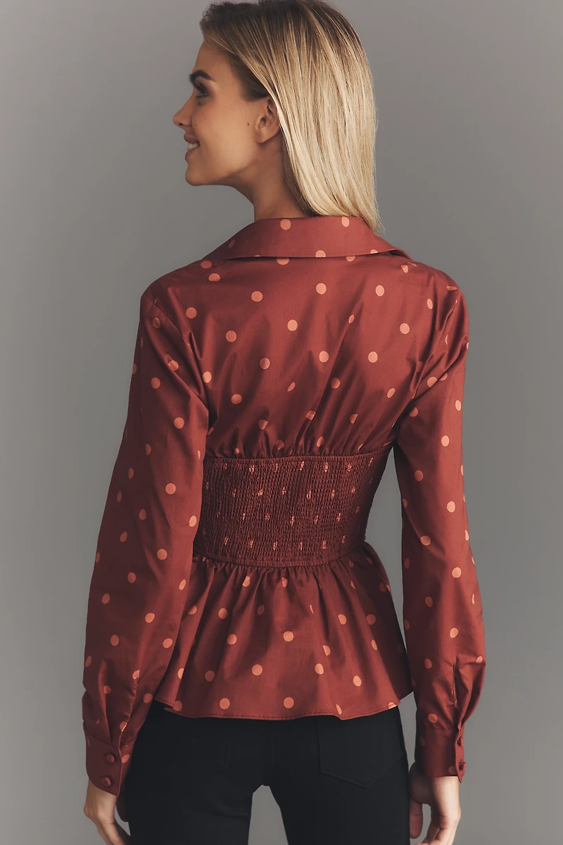 Hutch Long-Sleeve Wrap-Front Peplum Blouse