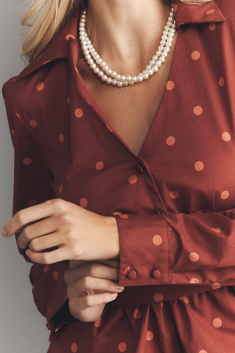 Hutch Long-Sleeve Wrap-Front Peplum Blouse
