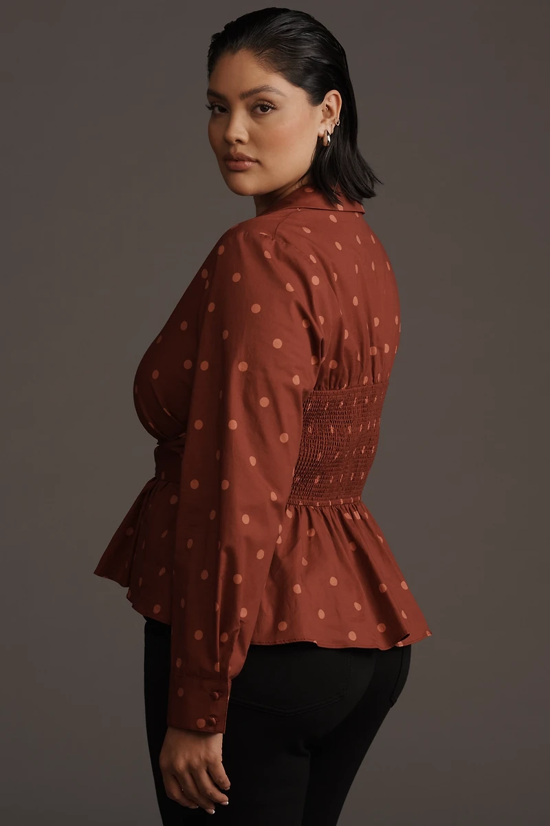 Hutch Long-Sleeve Wrap-Front Peplum Blouse